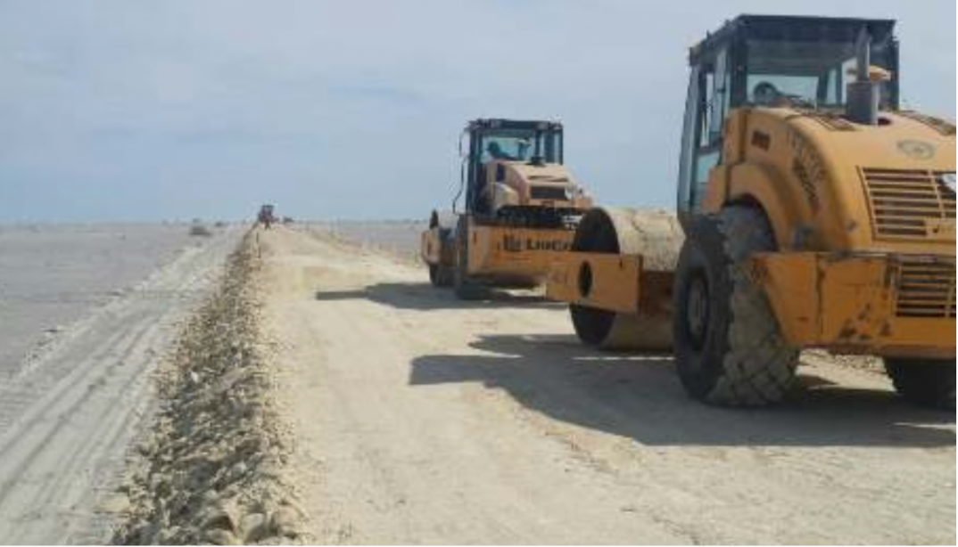 Road pavement construction in progress — asphalt paving works by SINOWAY-TEKAR in Uzbekistan